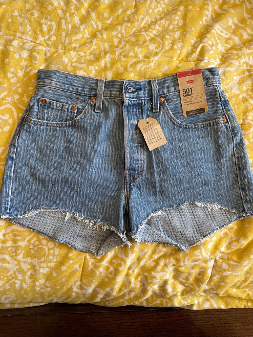 Levi's 501 High-Rise Light Blue Denim Cutoff Shorts